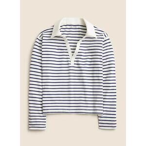 J.Crew | NWT Vintage jersey johnny-collar shirt in stripe Ivory Eve | Sz M